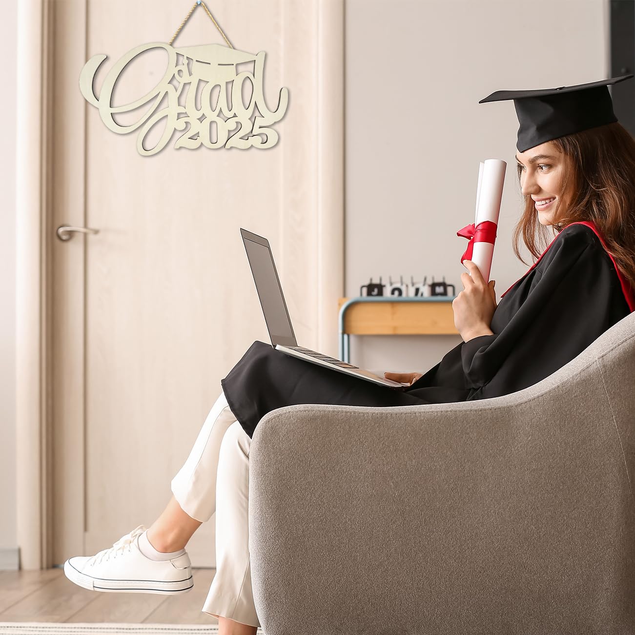 2025 Graduation Decorations Wood Cutout Grad 2025 Wooden Sign Graduation Photo Booth Props Class of 2025 Decorations Graduation Picture Props for Graduation Announcements
