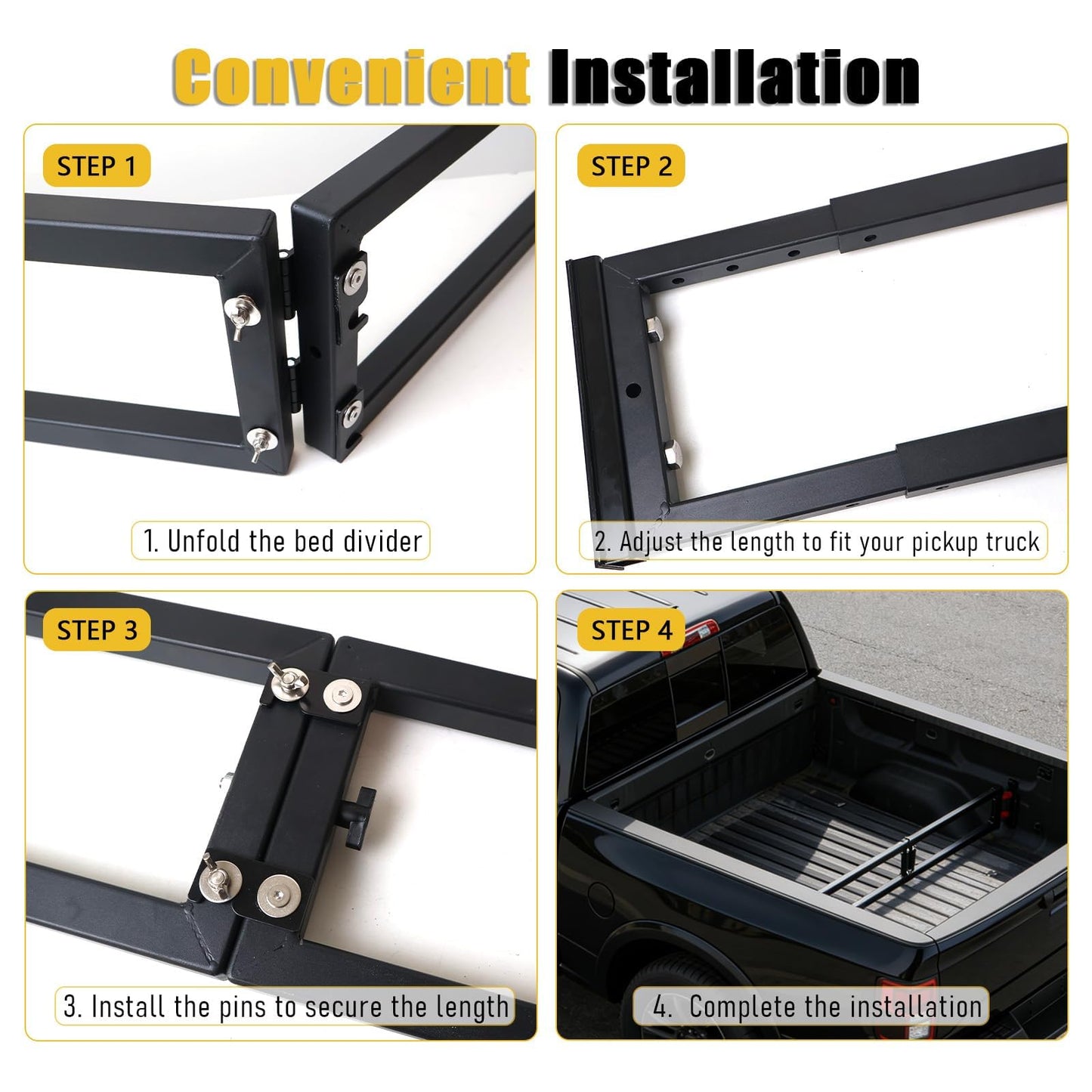 Truck Bed Divider Cargo Organizer Panel Universal Compatible with 2015-2026 Ford F150&2022-2026 Toyota Tundra&2019-2025 Chevy Silverado GMC Sierra 1500 Pickup Truck Beds Adjustable Foldable