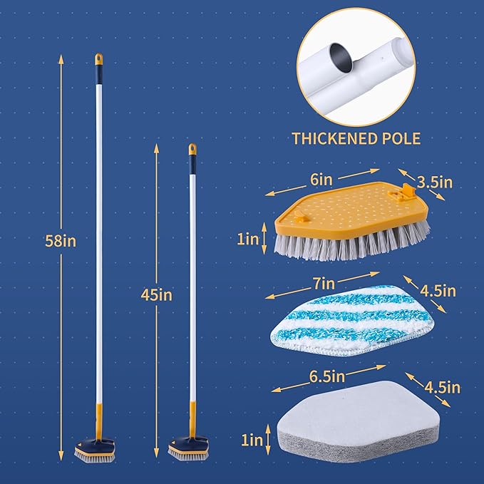 BOOMJOY Tub Scrubber with Long Handle, No Scratch Shower Cleaning Brush