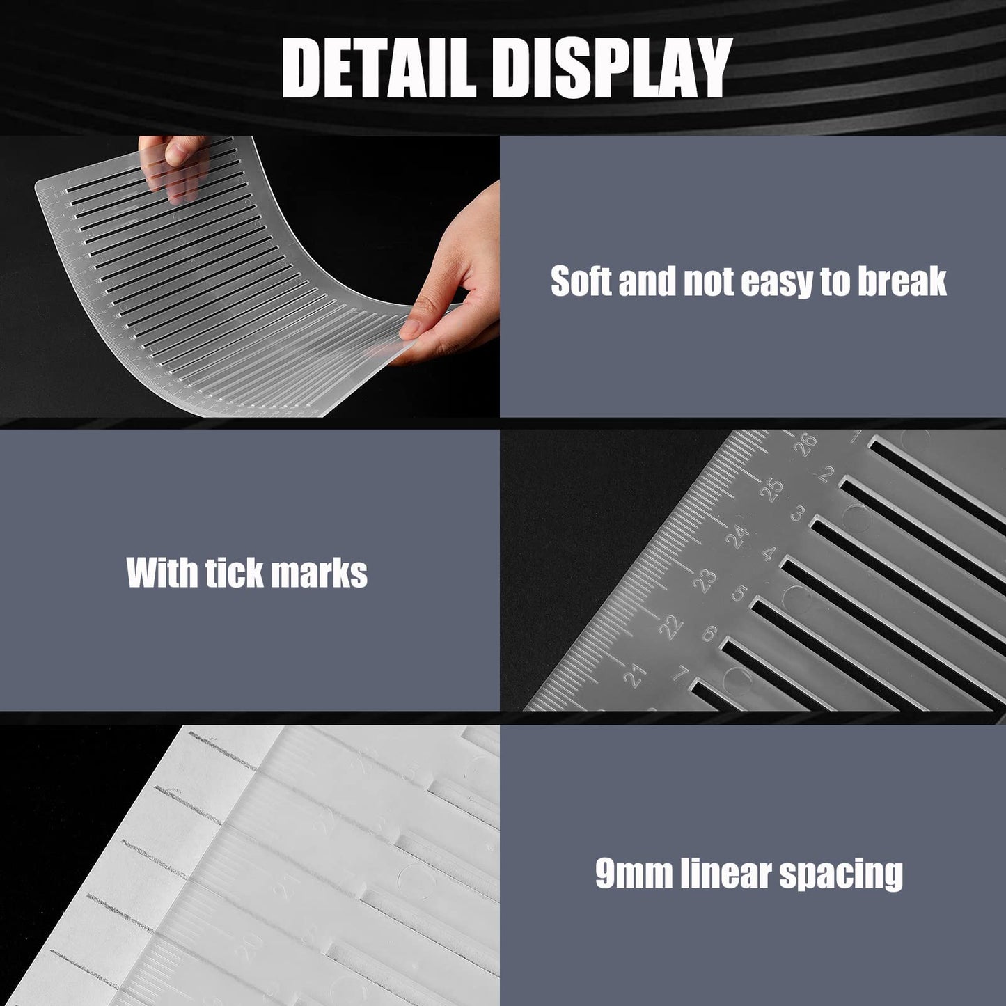 2 Packs Plastic Straight Line Stencil Template for Journaling Spacing Line Lettering Guide 11 Inch Scale Writing Ruler Envelope Addressing Template with Bamboo Stick and 2B Pencil for Paper Card Aids