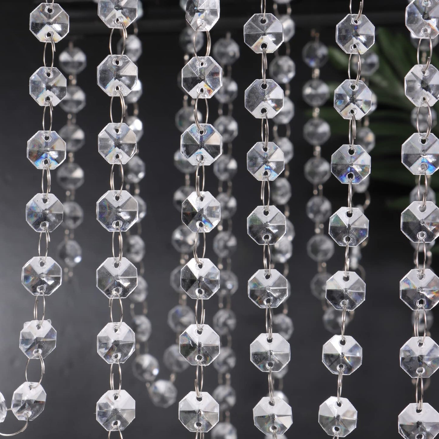 16.5 Feet Hanging Clear 14mm Daimond Acrylic Crystal Garland for Manzanita Tree Centerpiece, Chandelier Bead Lamp Chain, Christmas/Wedding Party Decoration and DIY Craft Jewelry Decoration