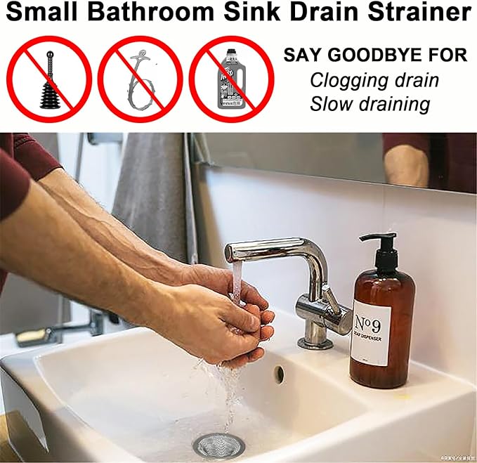 1.0" Bathroom Sink Drain Strainers, Mop Pool, RV Sink, Stainless Steel Drain