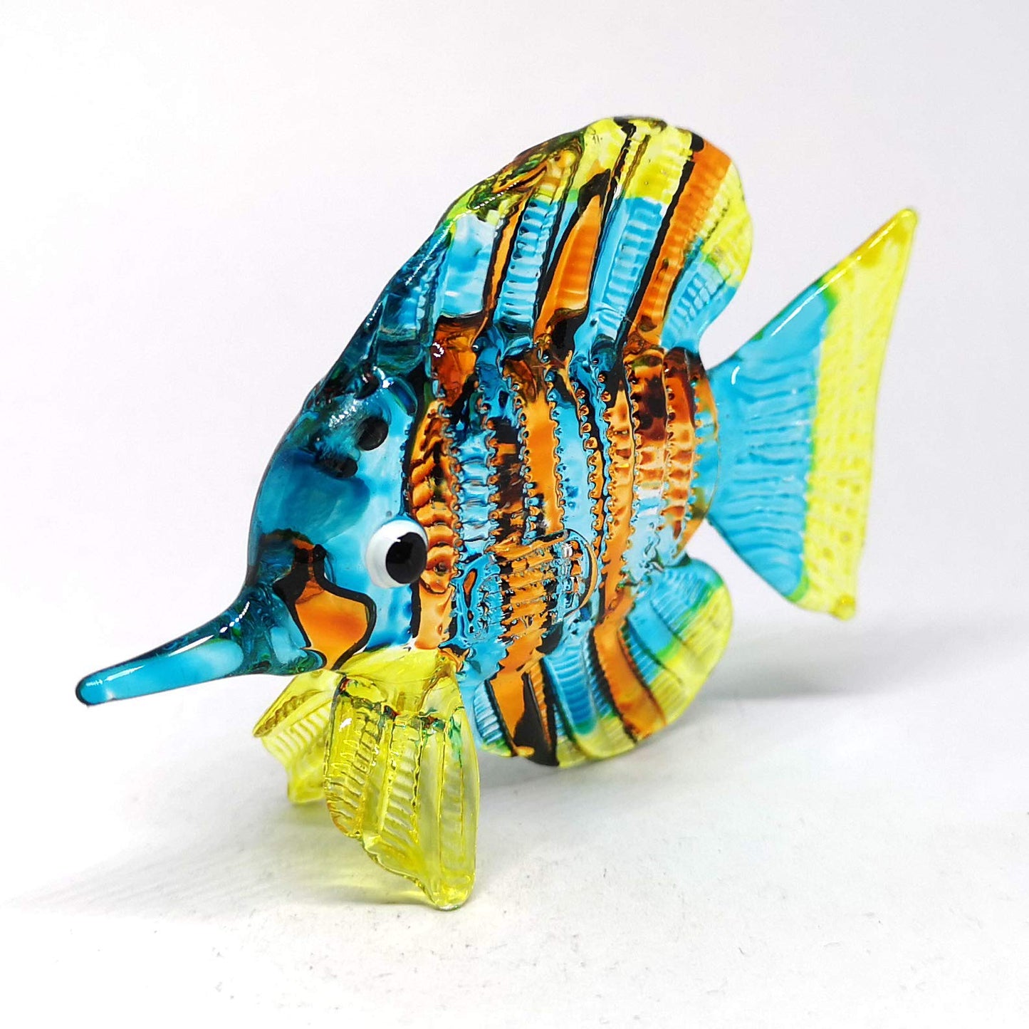 ZOOCRAFT Glass Fish Figurine Coastal Style Miniature Hand Blown Handicraft Sculpture