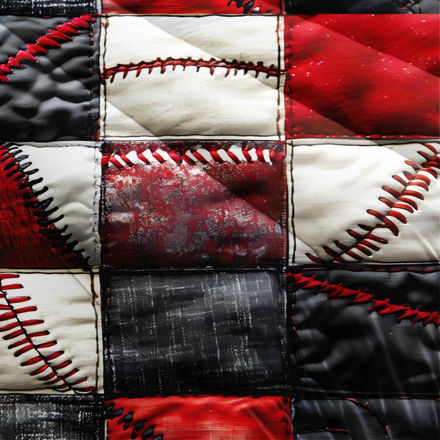 lneffble Red and Black Plaid Comforter Set Twin,Baseball Bedding Set Twin Red and Black,Sport Quilt for Boys,with 1 Comforter with 2 Pillow Case