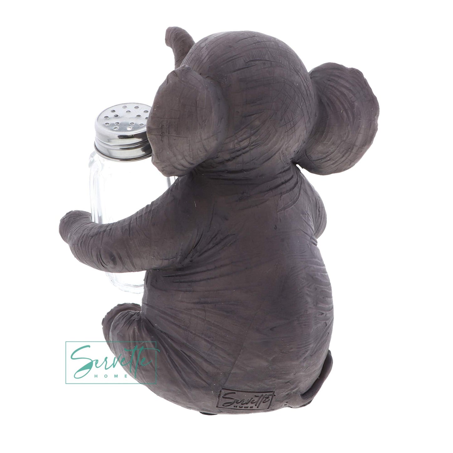 Jungle Animals Kitchen Décor Novelty Salt and Pepper Shaker Set With Holder - Baby Elephant