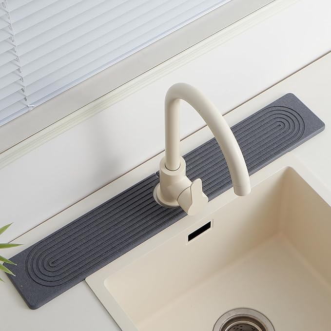 Stone Faucet Mat for Kitchen Sink,Super Absorbent Diatomite Fast Drying Stone