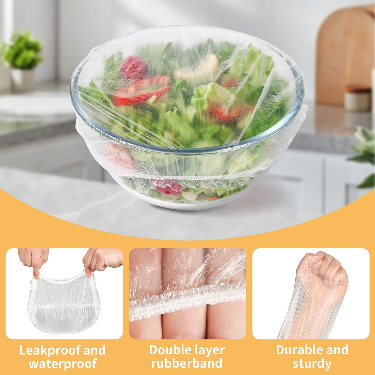 200 Bowl Covers Shower Caps for Sourdough Bread Proofing Large Elastic Reusable Plastic Wrap for Food Storage Baking Rising Meal-Prep Fermentation BPA-Free Keep Food Fresh