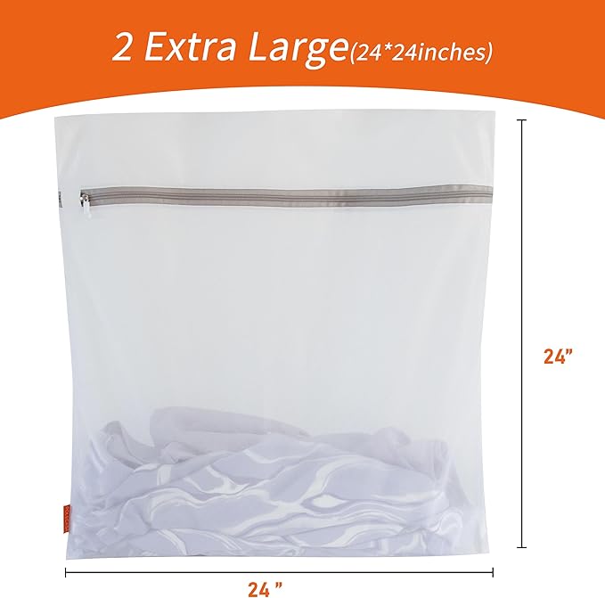 Polecasa 2Pcs 24 x 24 Inches Extra Durable Fine Mesh Laundry Bags
