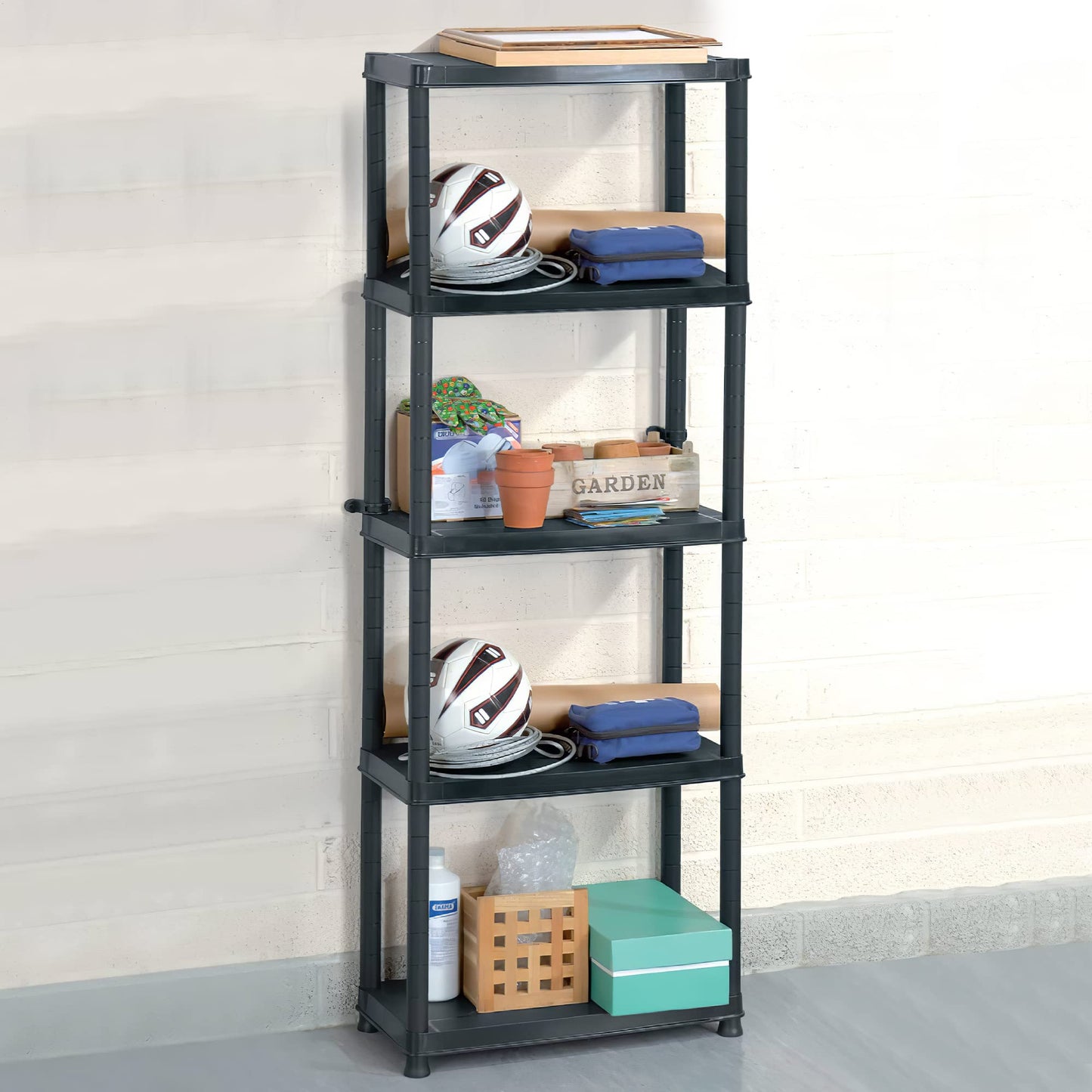 Vivo Technologies 2 x 5 Tier Heavy Duty Plastic Shelving Unit Storage Racking Shelves For Garage Warehouse Shed Kitchen (2 Pack)