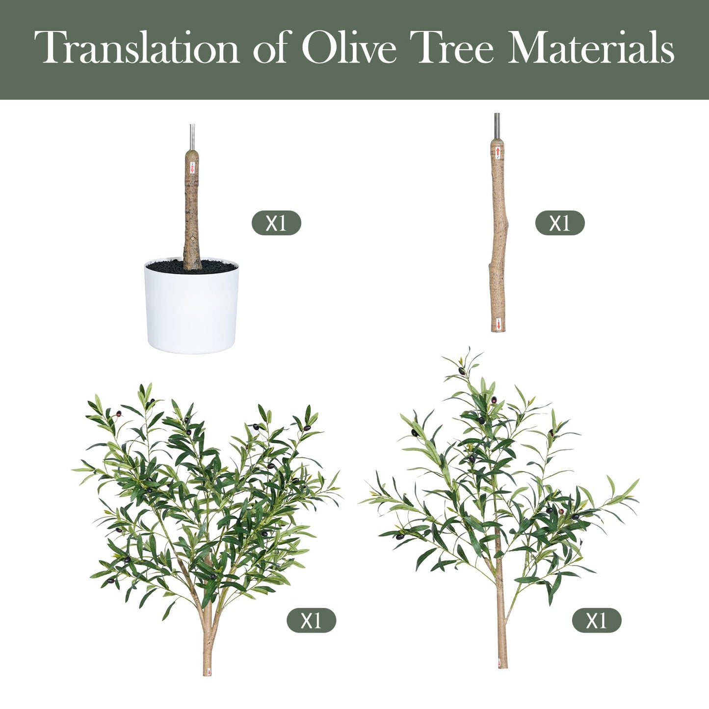 Sillaff Olive Tree 6FT Fake Tree Faux Plants Indoor with Pot Artificial Tree Nearly Natural Olive Branches and Fruits for Living Room Home Office Decorations