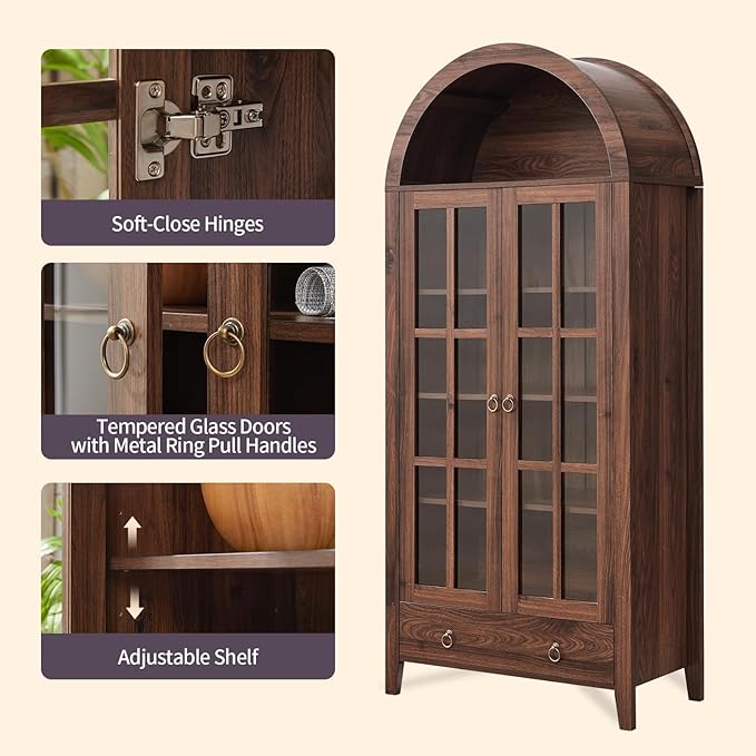 RowyPoey Farmhouse Arched Cabinet