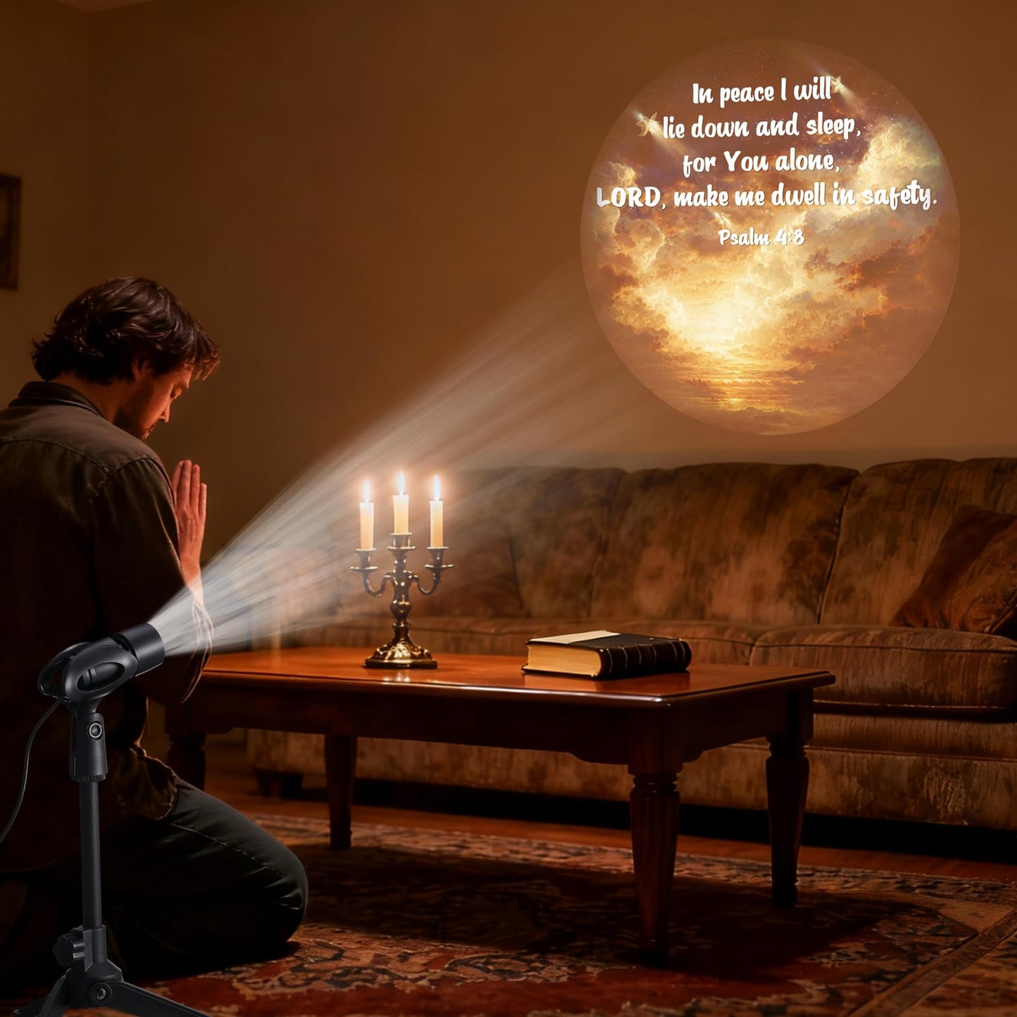 VIHOSE Bible Verse Projector Light Decoration The Lord Jesus Set with 12 Interchangeable Film Bible Verses Galaxy Projector Night Light Project Religious on Walls or Ceilings for Gift
