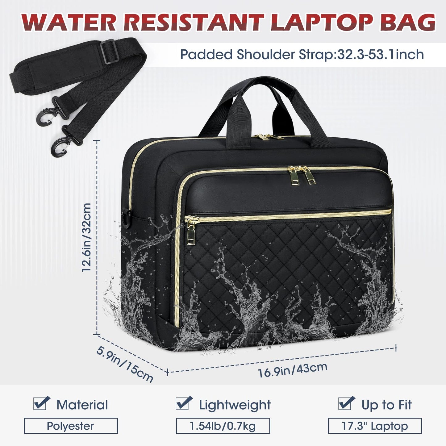 NEWHEY Laptop Bag 17.3 inch Briefcase for Women Large Laptop Case Computer Bag Work Bag Messenger Bag for Business/Office Travel/College