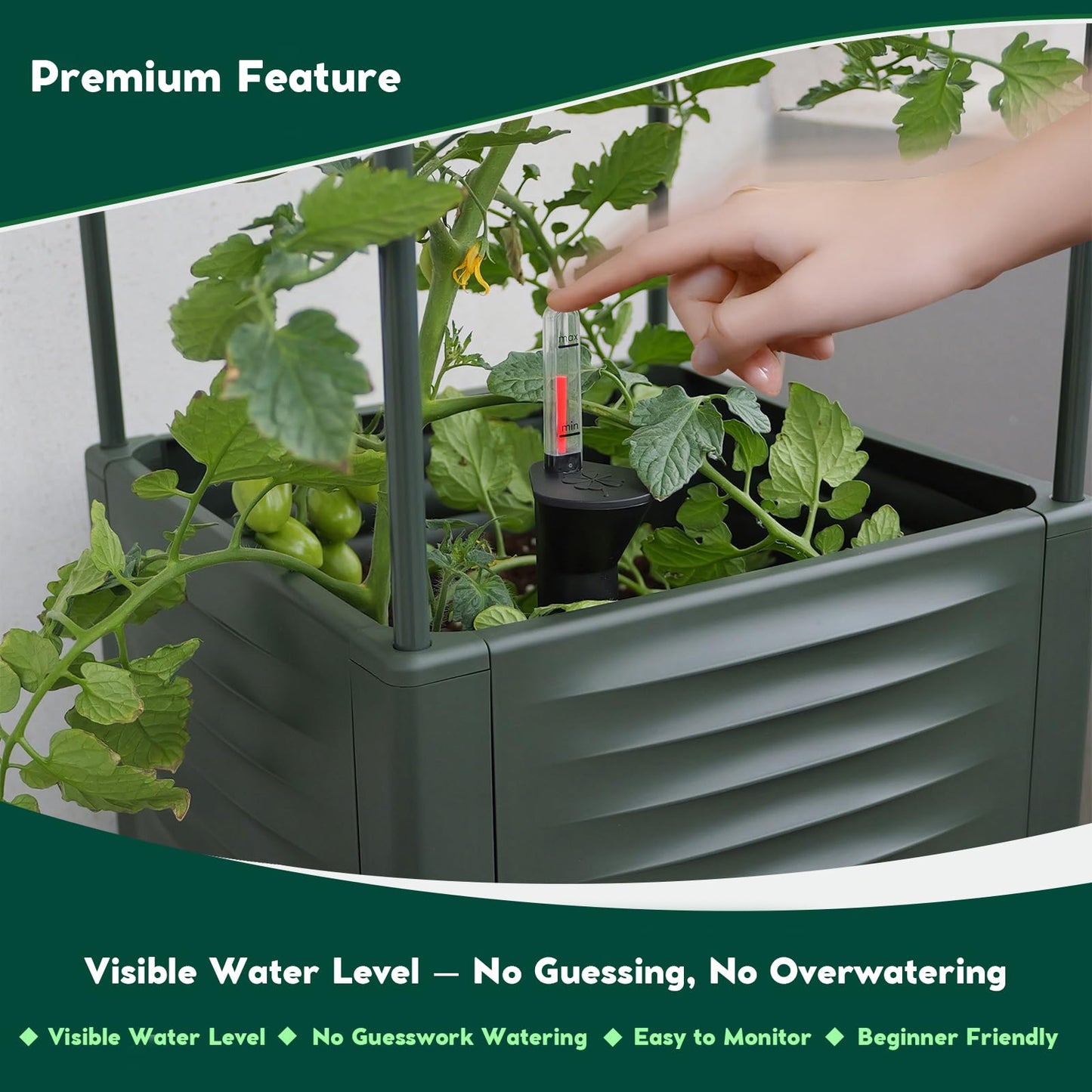 Raised Garden Bed Tomato Planter Trellis for Garden Planter for Tomato Pots for Growing Tomatoes Box Outdoor 55" Self Watering Metal Trellis-Second-Generation Launch-1-Pack Plant Pot – NOT a Set of 2