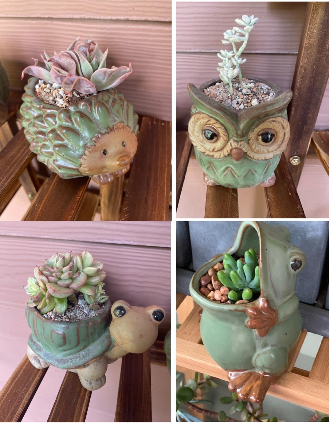 zmgmsmh Cute Animal Shaped Vase Pot Home Decoration for Small Succulent Plants Cartoon Flower Pot Ceramic Succulent Planter with Drainage Hole Succulent Holder (4 Pcs)