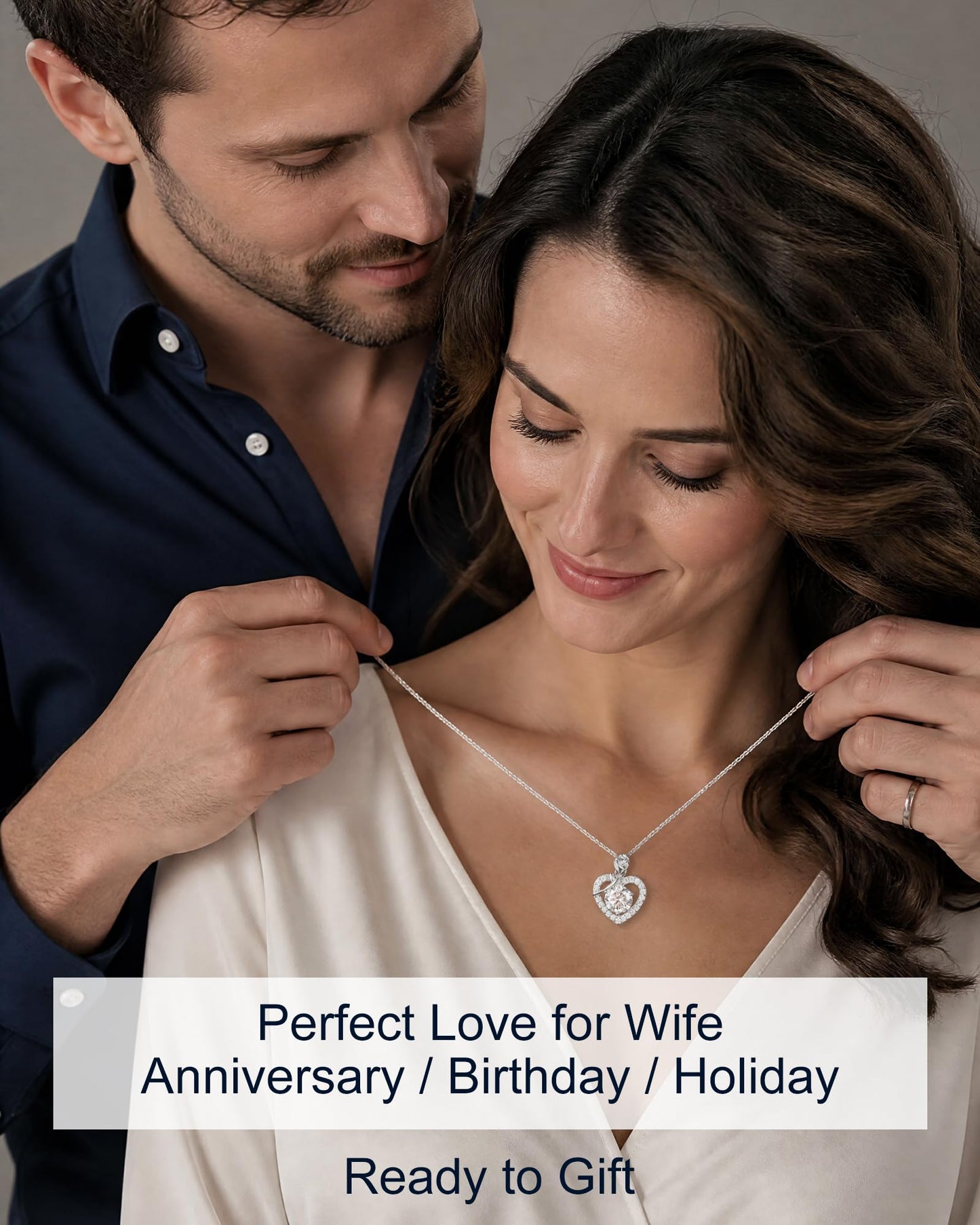N9NEMUSES Rose Heart Pendant Necklace for Wife, 3CT Moissanite 925 Sterling Silver Necklace, Wedding Anniversary Birthday Christmas Valentines Day Jewelry Gifts for Wife Girlfriend Mom Daughter