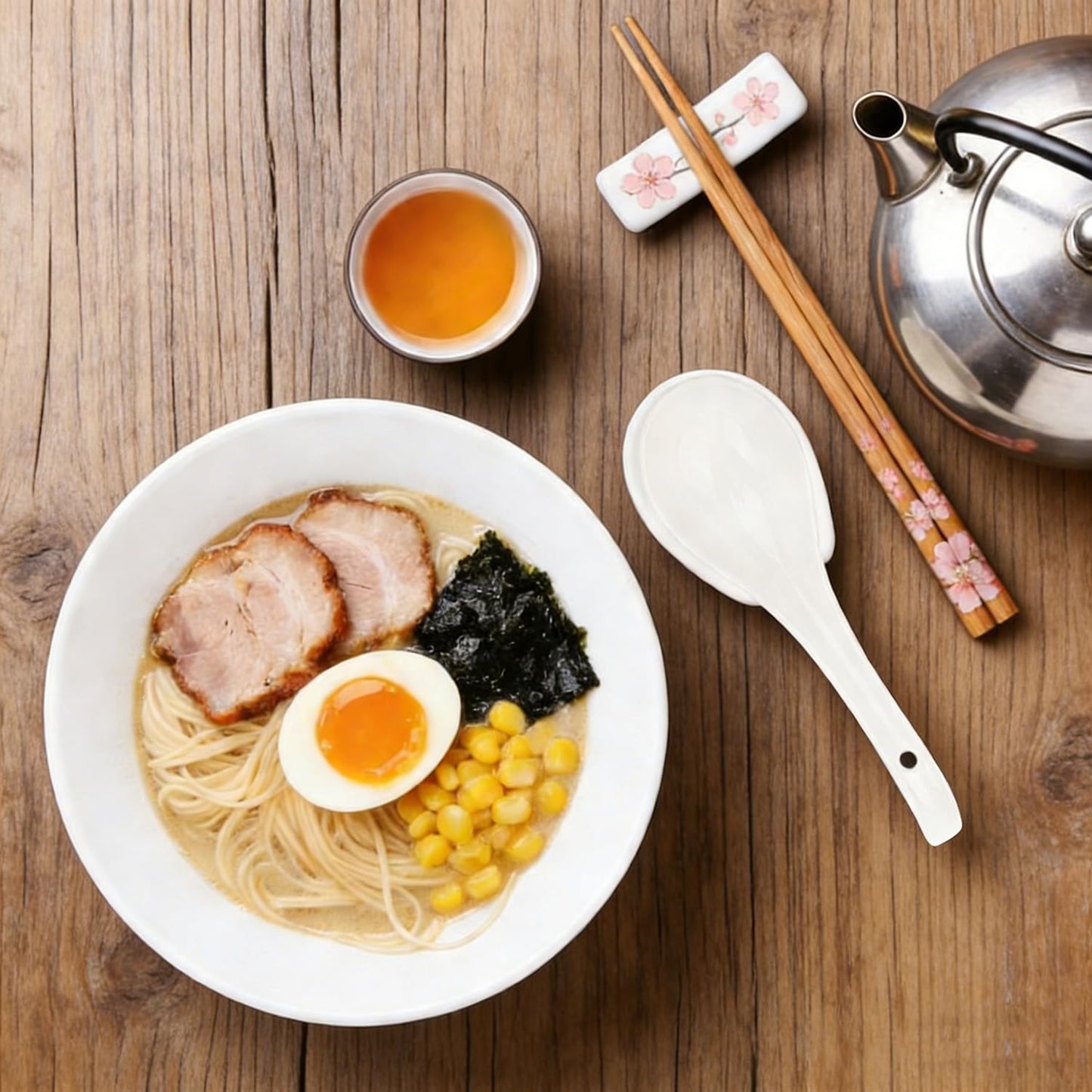 Soup Spoons Set of 8, Ceramic Chinese Soup Spoon, Asian Soup Spoons, White Japanese Spoon Large for Ramen Pho Wonton Dumpling Miso, Deep Oval Hook Design (8 pcs-6.7 inch)