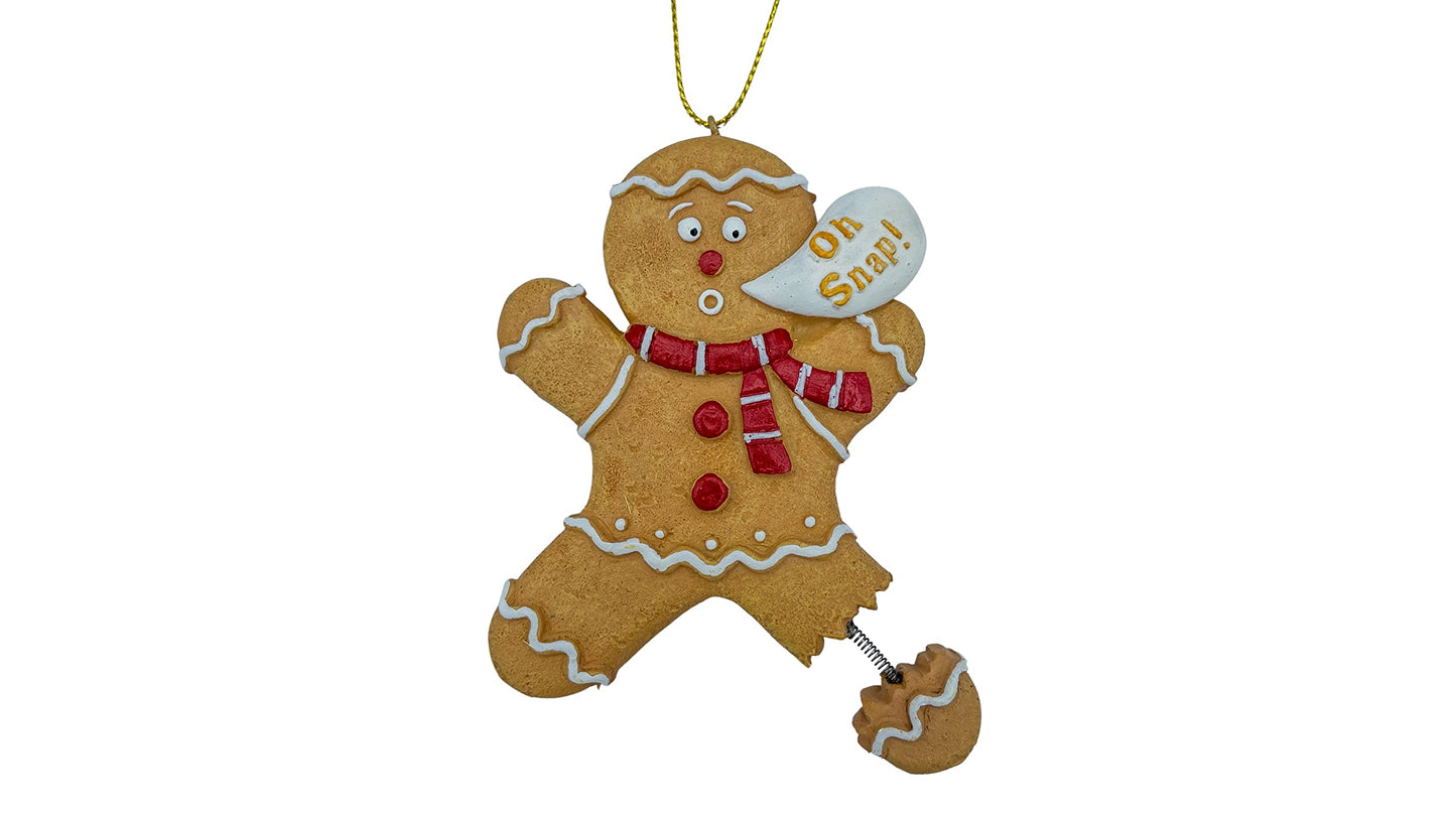 Gingerbread Man Cookie Oh Snap! Broken Leg Funny Christmas Tree Ornament
