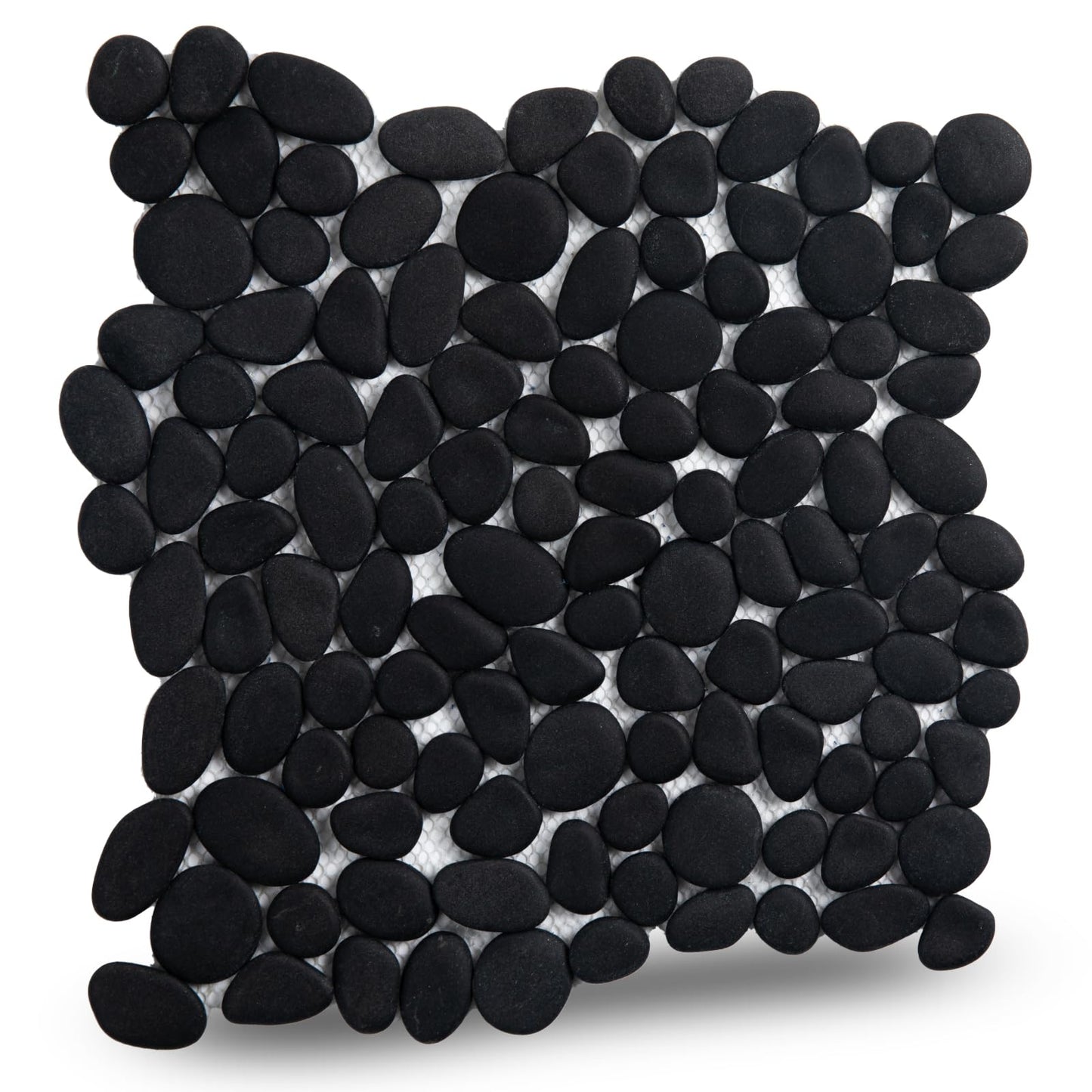 Lovdeco Pebble Tile Shower Floor, Pebble Mosaic Backsplash for Wall, Stone Tiles for Bathroom and Outdoor Garden, 5 Sheets, Black