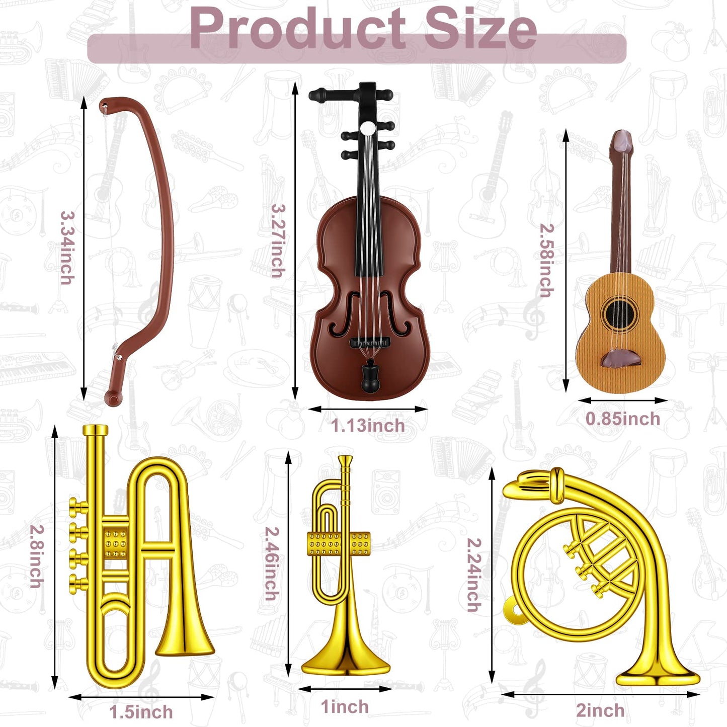24 Pcs Dollhouse Musical Instruments Miniature Violin Piano Trumpet Saxophone Electric Guitar Tiny Christmas Instruments Set for Party Gift Mini House Musical Room Succulent Garden (Black Piano)