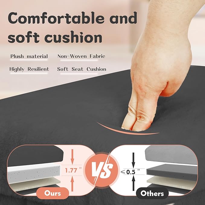 Small Ottoman with Storage, Folding Foot Rest Stool with Thicker Furry Padded