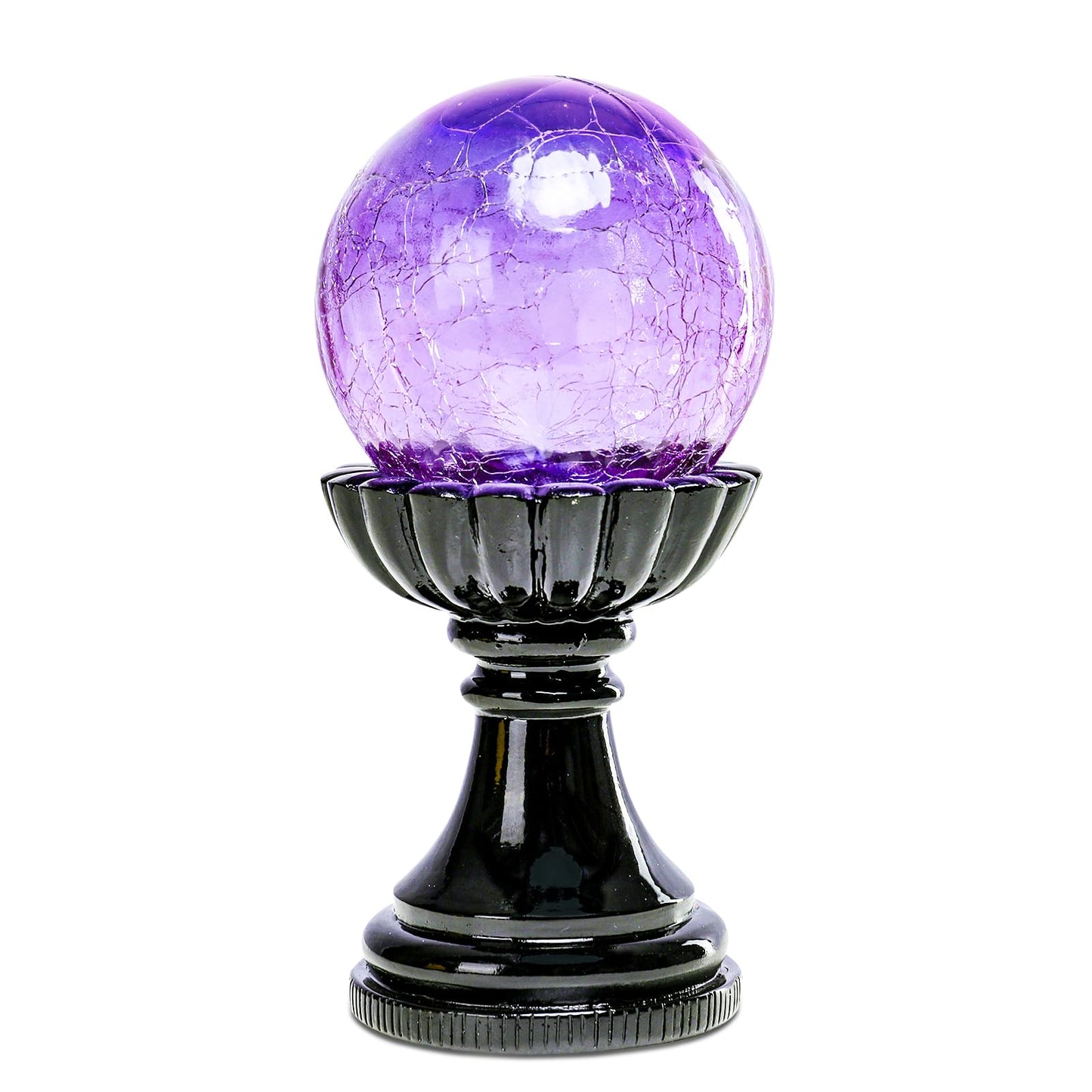 MUMTOP Halloween Indoor Decorations, Purple Glass Crackle Globe with LED Light Halloween Magic Ball Figurine Resin Statue for Home Kitchen Room Party Table Decor