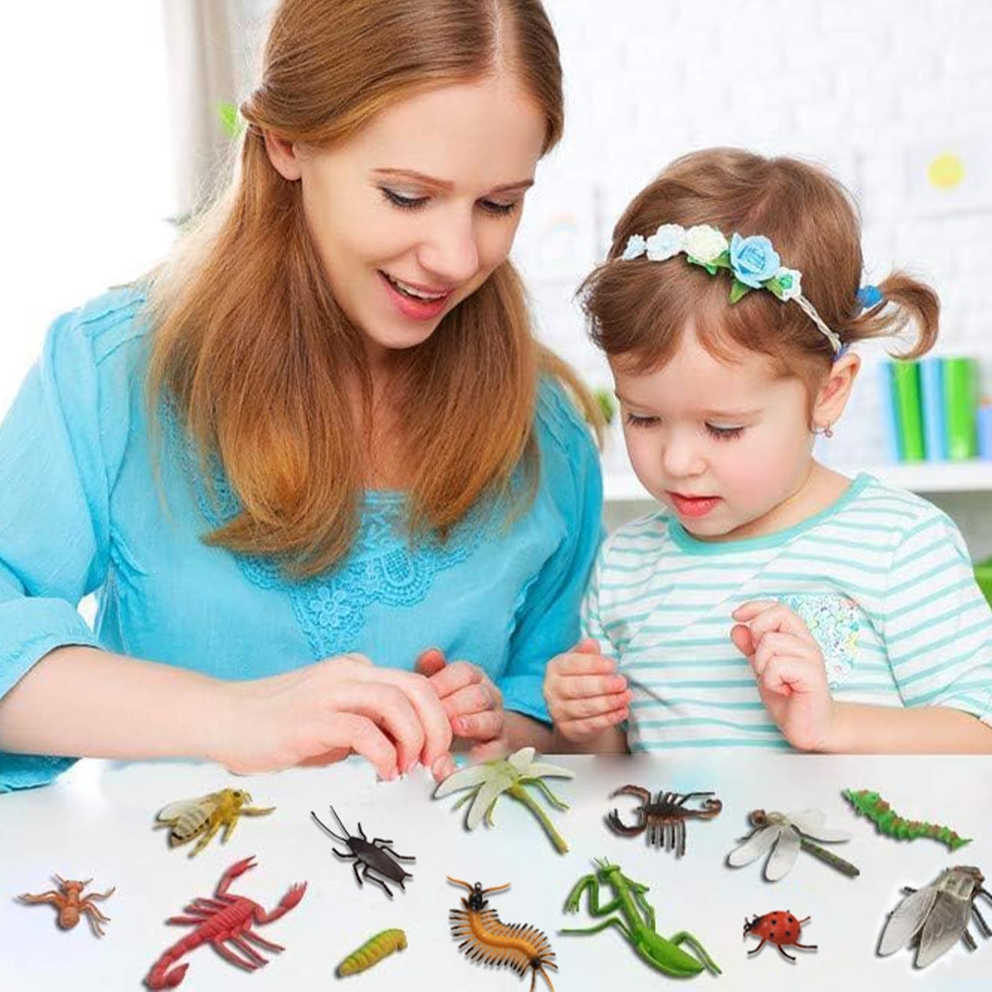 30 Pack Bug Toys Fake Plastic Bugs and Insects for Kids Toddler Halloween Birthday Party Favors Easter Valentines Basket Stuffers Goodie Bag Fillers April Fool's Day Prank Gifts Fake Bugs Toys