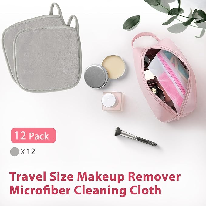 Makeup Remover Cloth, 12 Pack Makeup Remover Pads Microfiber Face Washcloth