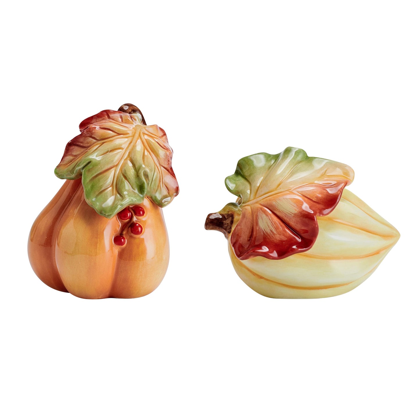 Fitz and Floyd Fall Harvest Salt and Pepper Shaker with Tray, 3 Piece Set