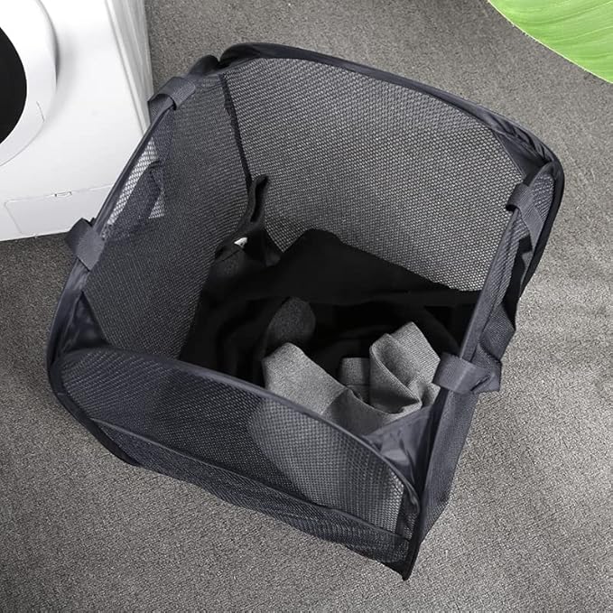 2 Pack Laundry Basket, Foldable Mesh Pop-up Laundry Hamper