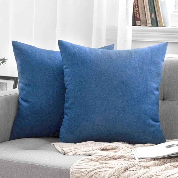 MIULEE Pack of 2 Decorative Outdoor Solid Waterproof Throw Pillow Covers Euro