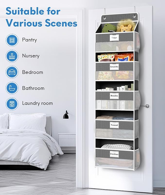 Over The Door Organizer Hanging, 2 Pack 5 Shelf Behind The Doors Storage