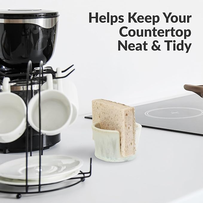 Elevated Lifestyle Ceramic Sponge Holder – Sink Caddy Organizer, Decorative