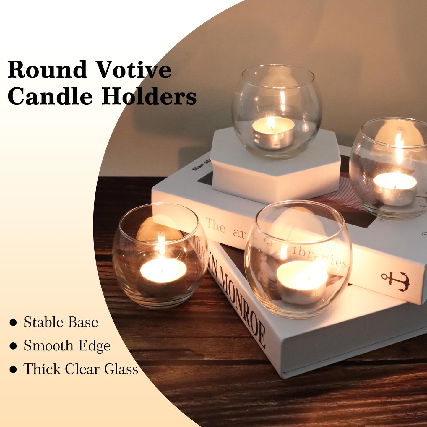 PINIWON Set of 12 Clear Glass Tealight Candle Holder, 2.6'' H x 3.1'' W, Round Votive Candle Holders Bulk, Small Bowl Candle Holder for Wedding Table Centerpiece Home Decor
