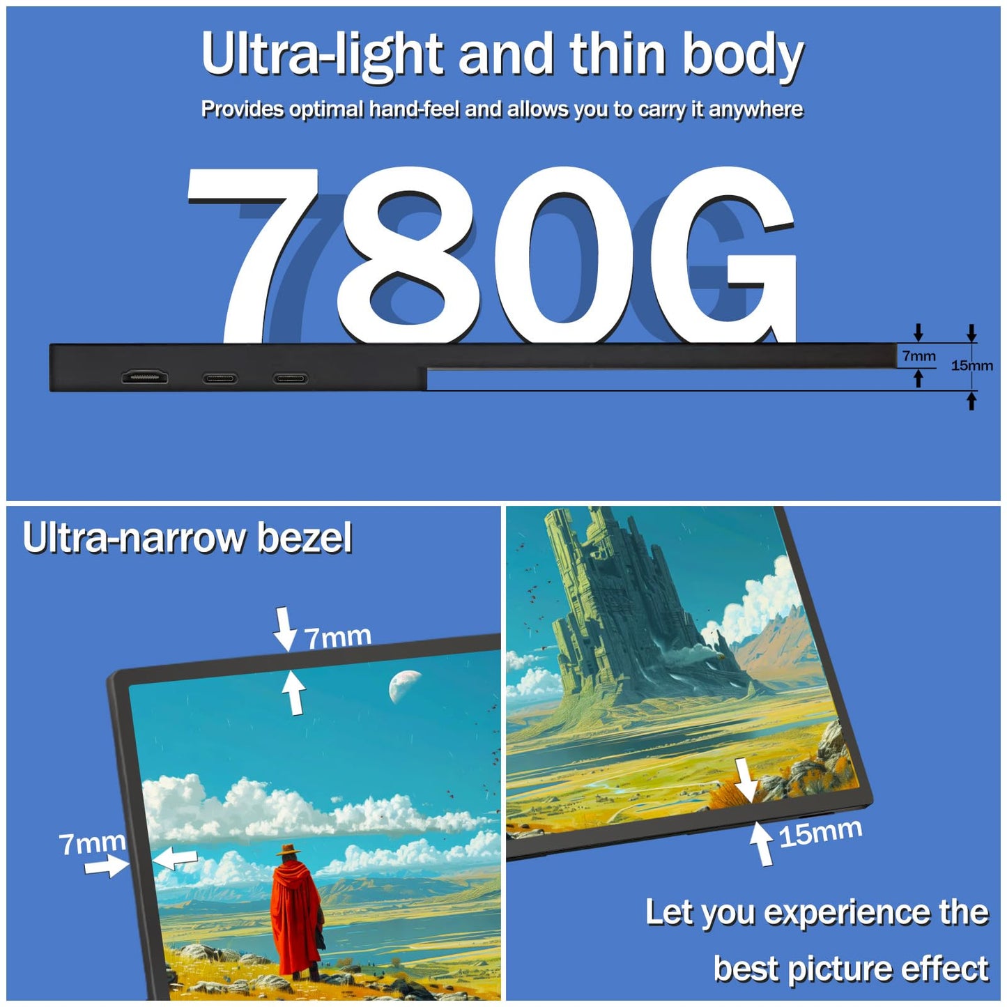 Portable Monitor Touchscreen, 15.6''Laptop Screen Extender, FHD IPS Touch Screen, Travel Monitor with Kickstand & Speaker, HDMI USB C External Monitors for Laptop Phone Computer Xbox Switch