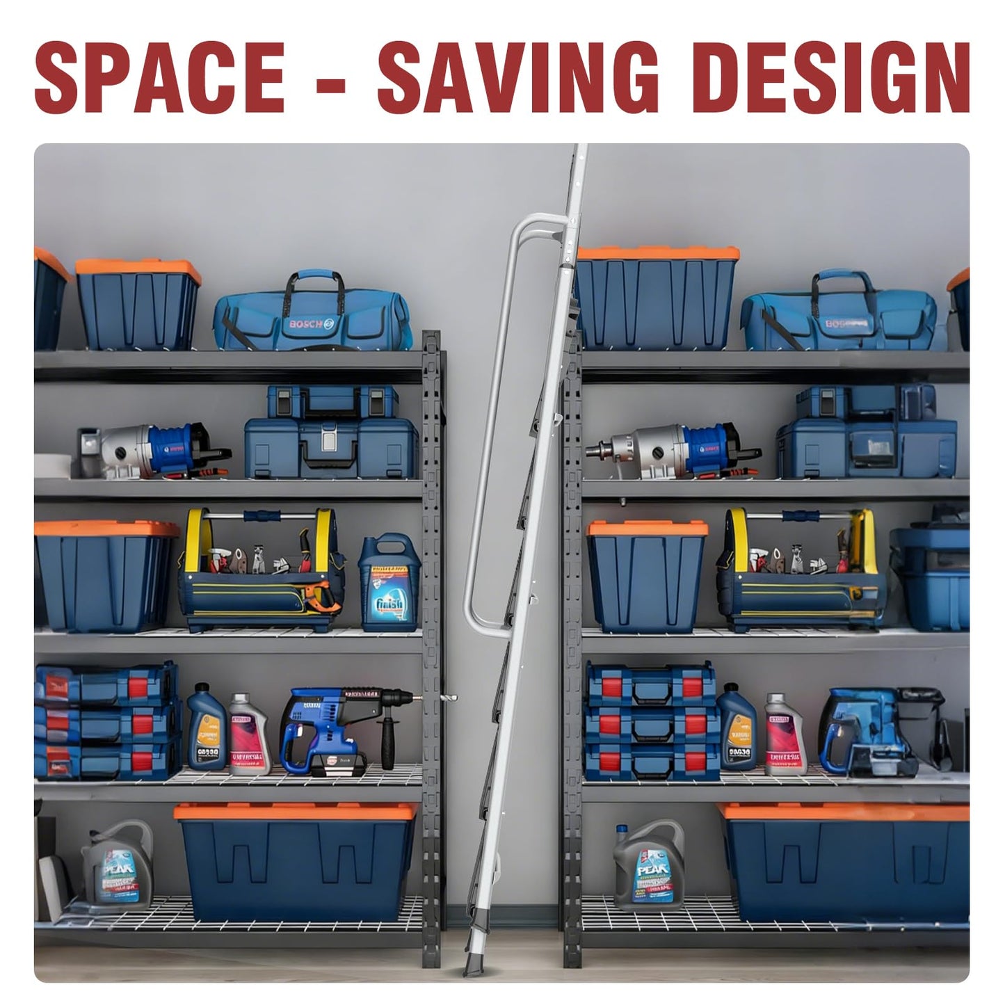 6 Step Foldable Step Ladder Stool with Roomy Tool Tray and Secure Handrail, Foldable Platform Ladder 6 Step Folding Stepstools with Wide Pedals and 800lbs Weight Capacity for Adults, Home, Kitchen