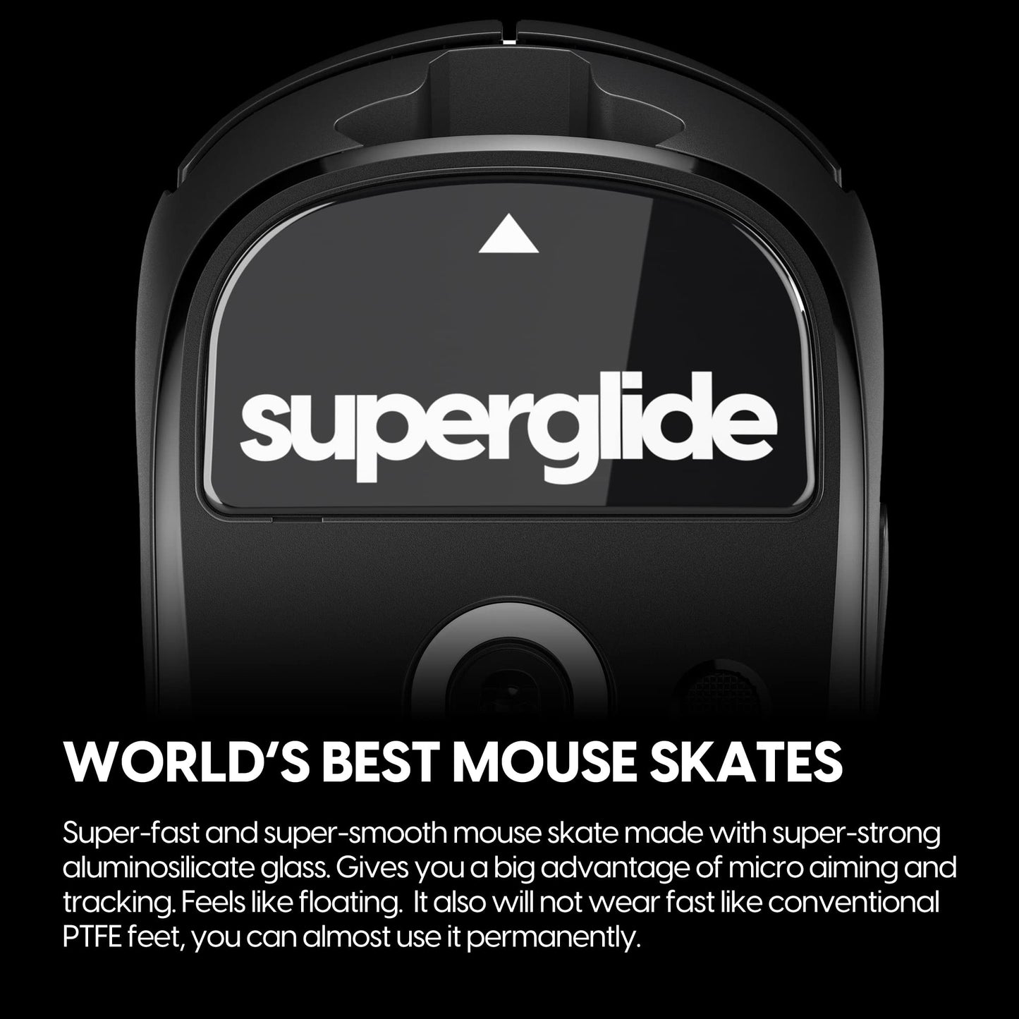 Superglide Glass Mouse Skates - Super Smooth Glide, Polished Round Edge, Super Fast Gaming Mouse Feet with Durable Sole for Logitech G Pro X Superlight1 (Type-S, Black)