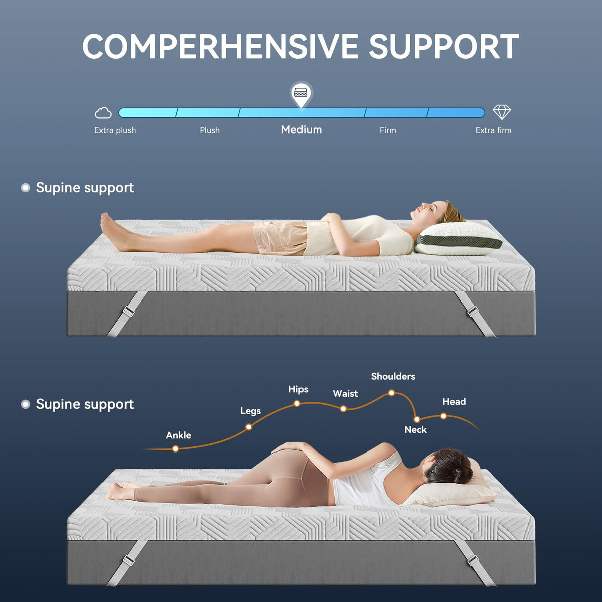 ELEMUSE 4 Inch Twin XL Memory Foam Mattress Topper, College Dorm Room Essentials, Gel Foam Bed Topper with Washable Cover, Non-Slip Back to School Bedding, CertiPUR-US