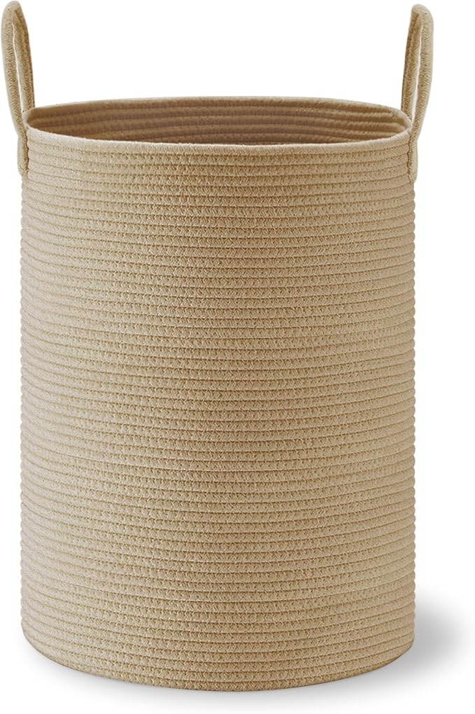 VIPOSCO Large Laundry Hamper, Tall Woven Rope Storage Basket