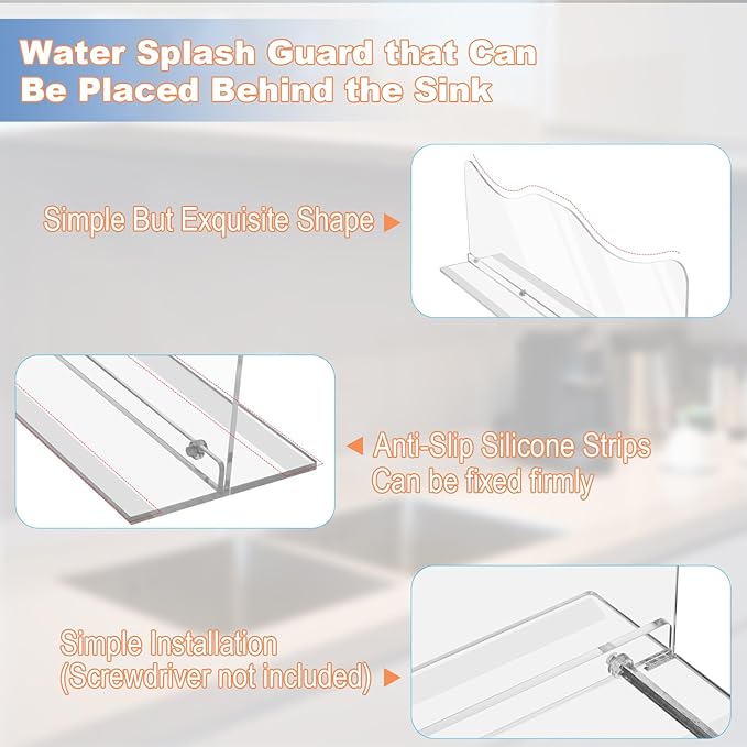 Beautyflier Splash Guard for Kitchen Sink Area Placed, Premium Kitchen Sink