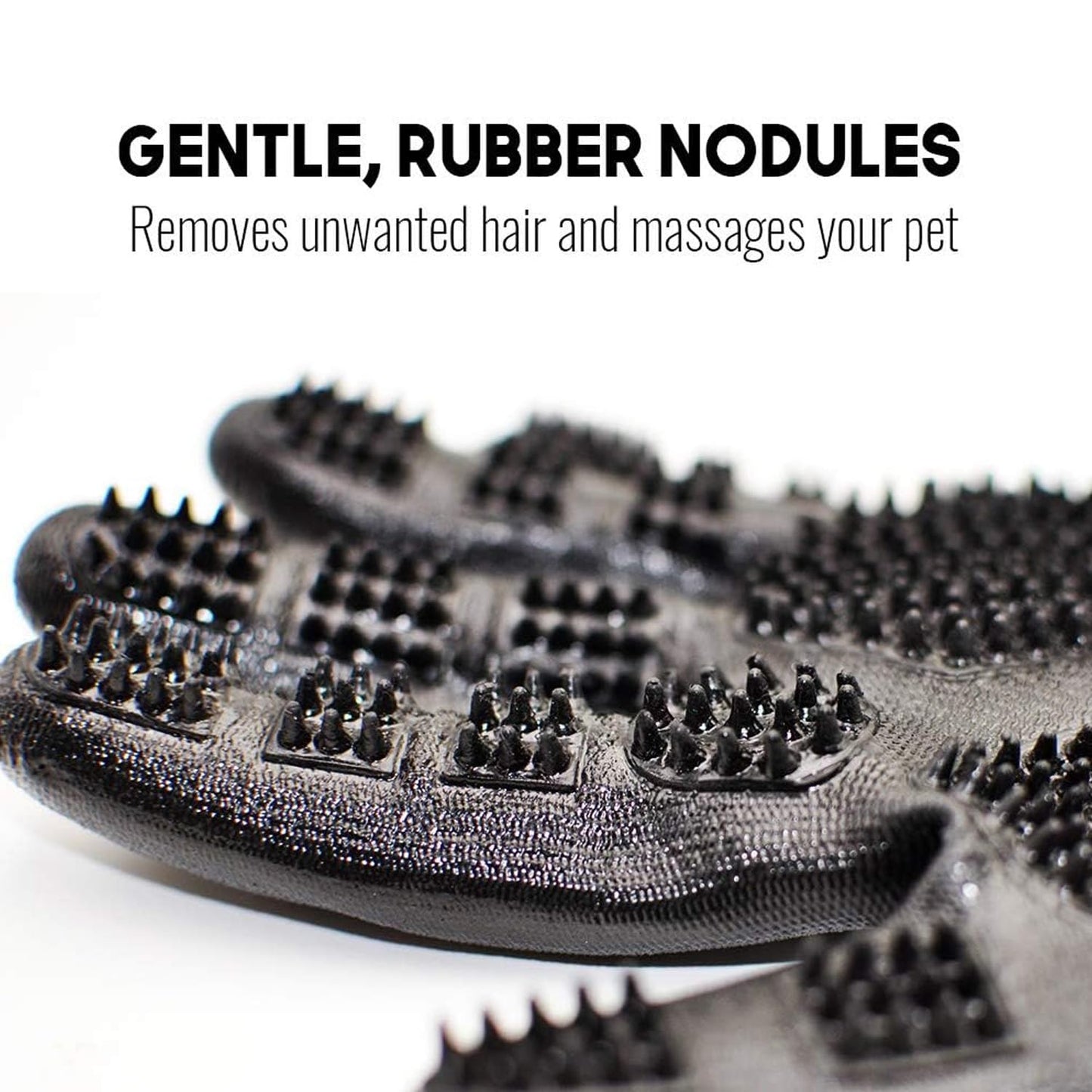 Otis and Claude Pet Grooming Gloves with Adjustable Strap - Gentle and Comfortable Hair Remover, Bathing, Massage, Brush - Left & Right - for Cats, Dogs & Horses