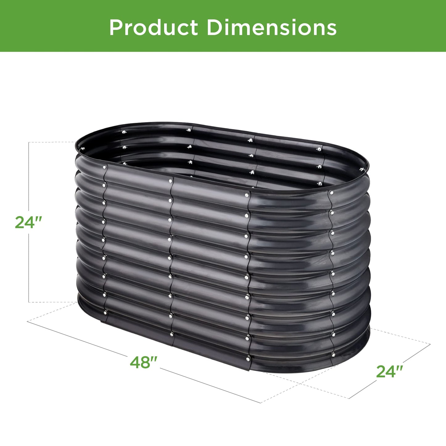 Best Choice Products 4x2x2ft Outdoor Metal Raised Garden Bed, Oval Deep Root Planter Box for Vegetables, Flowers, Herbs, and Succulents w/ 101 Gallon Capacity, Rubber Edge Guard - Charcoal