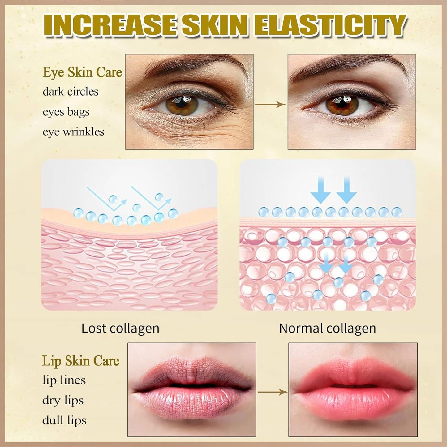 30 Pairs Lip Masks & Eye Mask, 24K Gold Crystal Gel Collagen Eye Patches for Puffy Eyes, Moisturizing Lip Mask Crystal Lip Pads, Under Eye Patches for Dark Circles, Anti Wrinkle Patches for Lip
