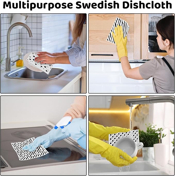 6 Pack Swedish Dishcloths for Kitchen, Swedish Rags Dish Towels