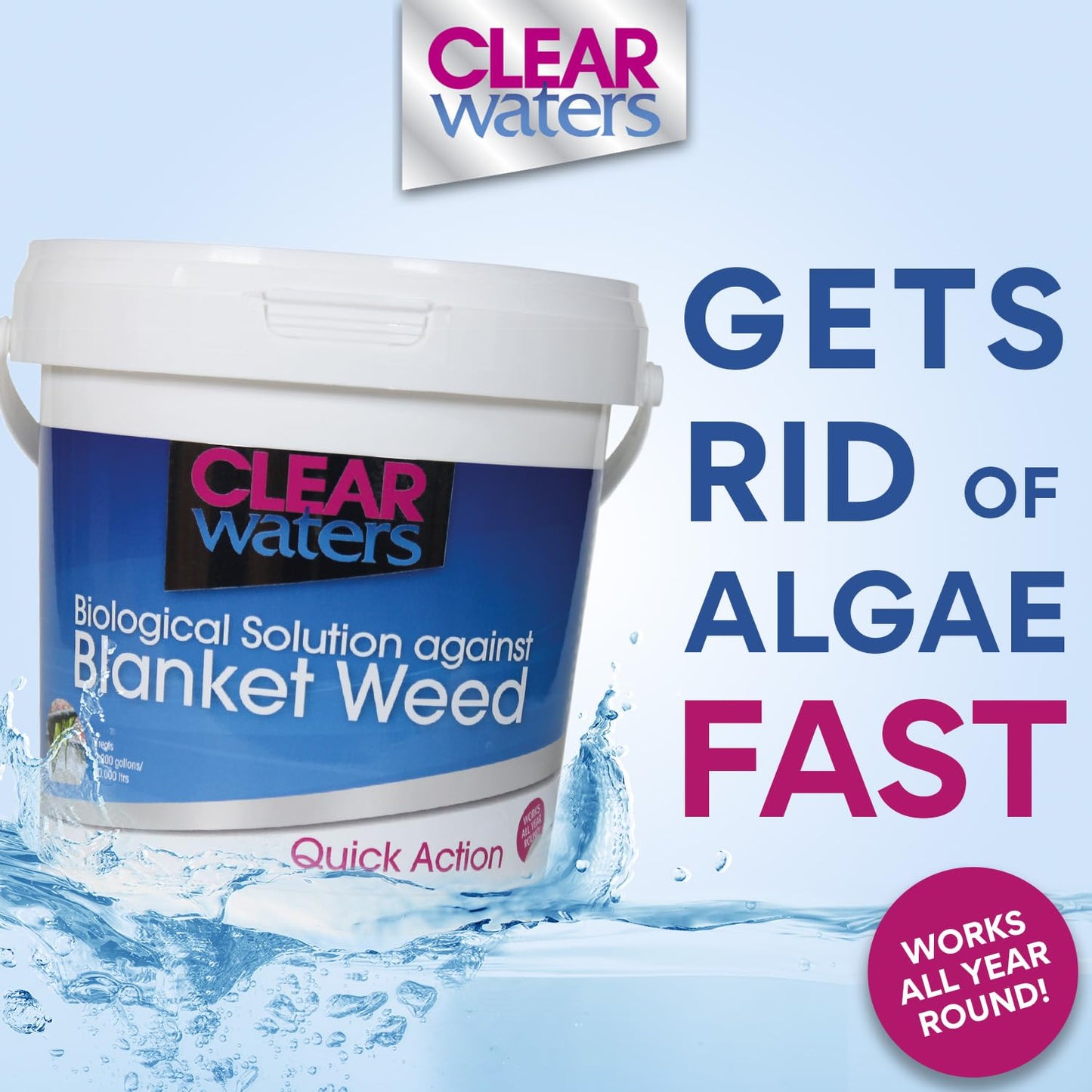 ClearWaters Blanket Weed Treatment for Ponds – 1L Bucket to Treat 10,000 / Maintain 80,000L – Quick Action Pond Weed Treament for Blanket Weed – Pond Cleaner Safe for Fish and Wildlife