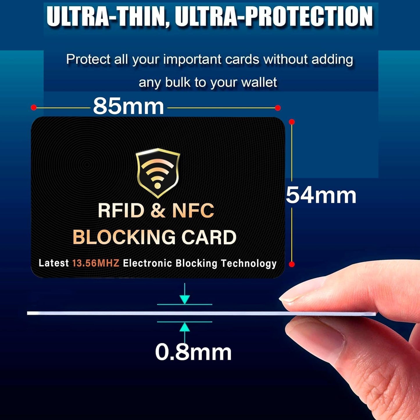 SaiTech IT RFID Blocking Card, One Card Protects Entire Wallet Purse, NFC Contactless Bank Debit Credit Card Protector ID ATM Guard Card Blocker–(Black) (5 Pack)