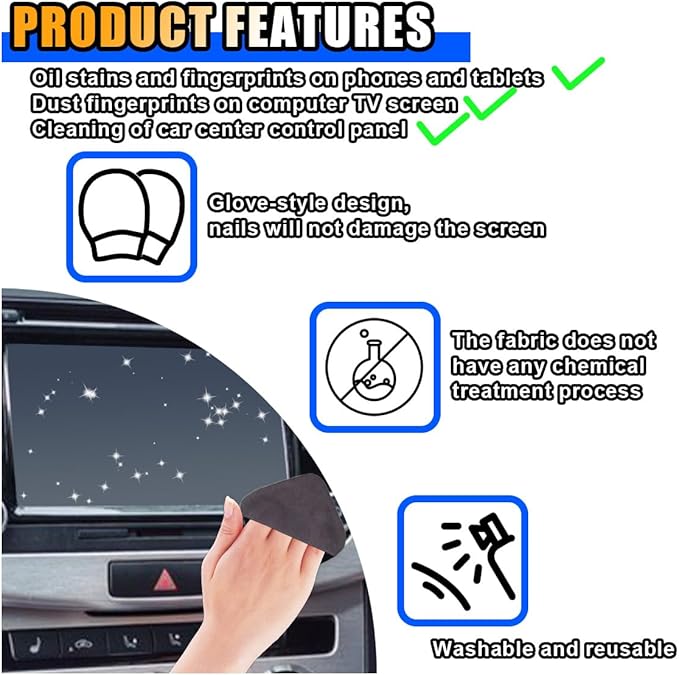 Square Car Touch Screen Cleaner Cloth, Microfiber Cleaning Pad Car Cleaning