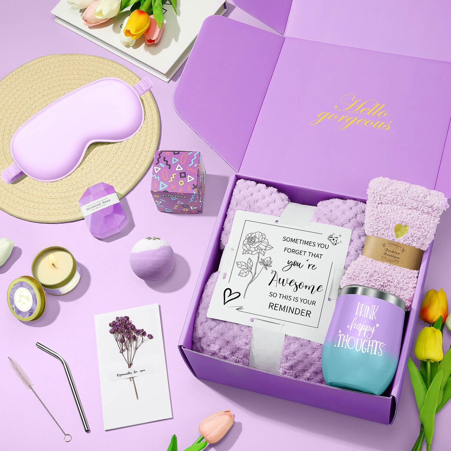 Happy Birthday Gifts for Women Mom Her Friend Sister Wife Grandma, Self Care Gifts Get Well Gifts Unique Relaxing Spa Gift Basket Set, Christmas Gifts for Women Mom Wife Grandma Friends Sister