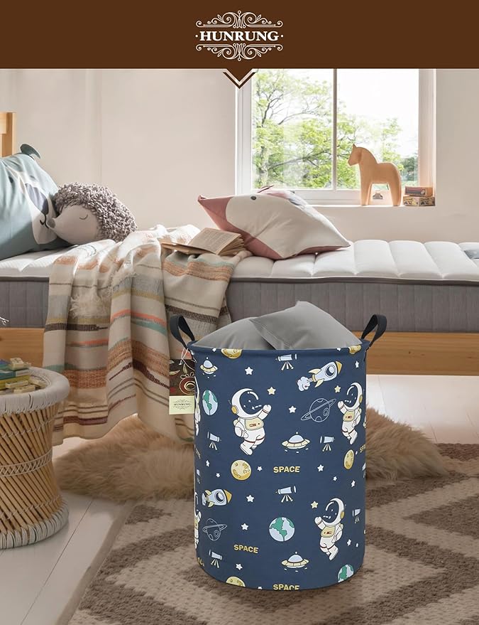 HUNRUNG Laundry Hamper, Large Canvas Fabric Lightweight Storage Basket Toy
