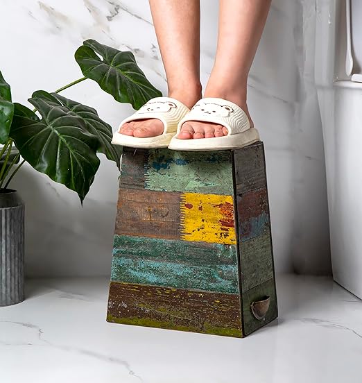 TIMRIS Small Wood Trash Can Wastebasket, Farmhouse Rectangular Garbage Can